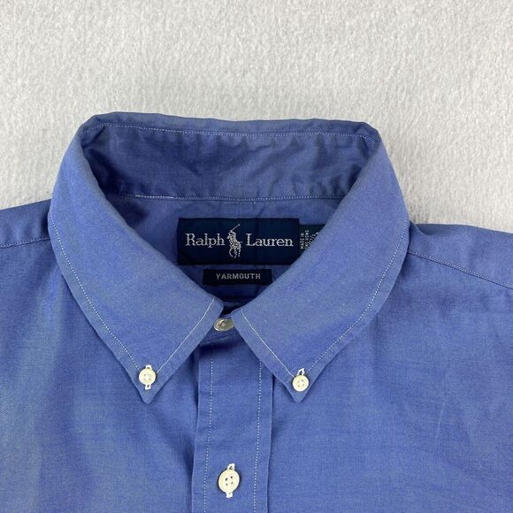 Ralph Lauren Yarmouth Shirt Men's 15 1/2 Blue Cotton Button Down  Long Sleeve - Picture 4 of 16